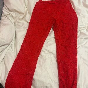 Fashion Brand Company Red Lace Flare Pants